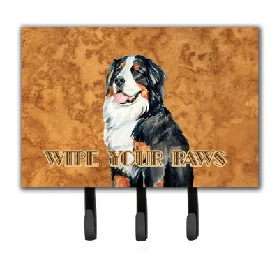 Caroline's Treasures Bernese Mountain Dog Wipe Your Paws Leash Holder And Key Hook In Brown