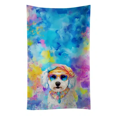 Caroline's Treasures Bichon Frise Hippie Dawg Kitchen Towel In Multicolor