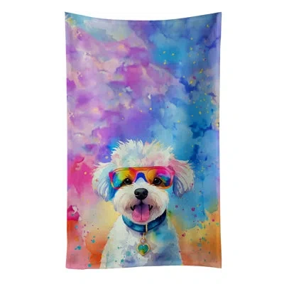 Caroline's Treasures Bichon Frise Hippie Dawg Kitchen Towel In Multicolor