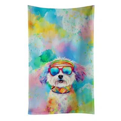 Caroline's Treasures Bichon Frise Hippie Dawg Kitchen Towel In Multicolor