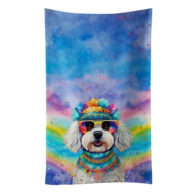 Caroline's Treasures Bichon Frise Hippie Dawg Kitchen Towel In Multicolor