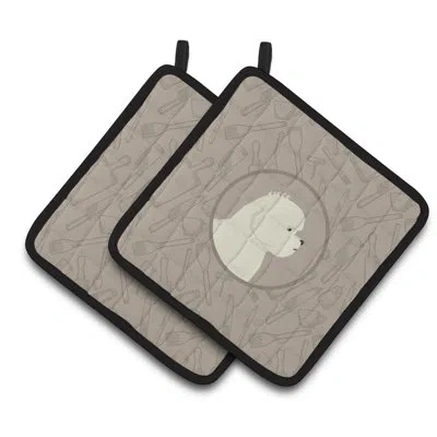 Caroline's Treasures Bichon Frise In The Kitchen Potholder In Gray;silver