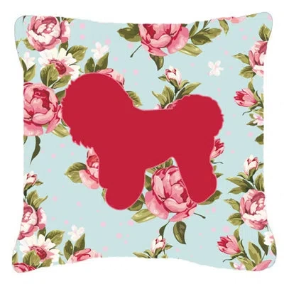 Caroline's Treasures Bichon Frise Shabby Elegance Blue Roses Indoor/outdoor Throw Pillow