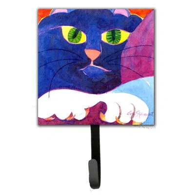 Caroline's Treasures Big Cat Leash Holder And Wall Hook In Blue;purple