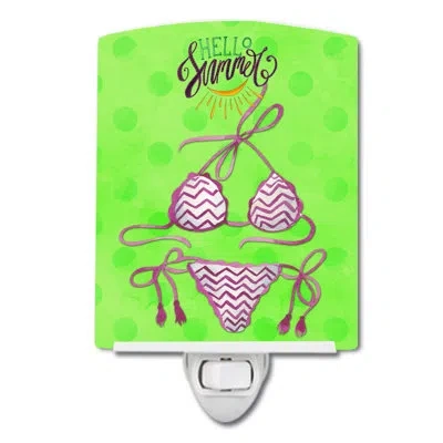 Caroline's Treasures Bikini Swimsuit Polkadot Ceramic Night Light In Green