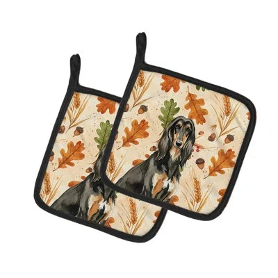 Caroline's Treasures Black & Tan Afghan Hound Heirloom Fall Pair Of Pot Holders In Multicolor