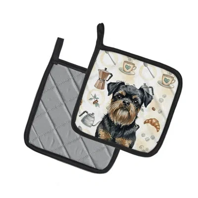 Caroline's Treasures Black And Tan Brussels Griffon Coffee Bar Pair Of Pot Holders In Multicolor