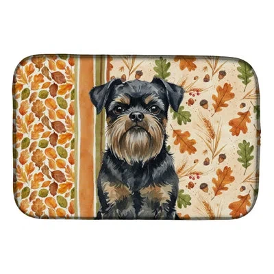 Caroline's Treasures Black And Tan Brussels Griffon Heirloom Fall Dish Drying Mat In Natural