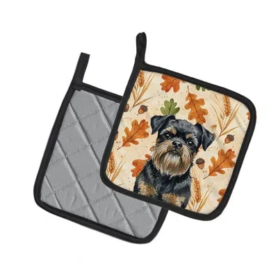 Caroline's Treasures Black And Tan Brussels Griffon Heirloom Fall Pair Of Pot Holders In Multicolor