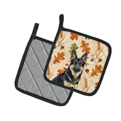 Caroline's Treasures Black And Tan German Shepherd Heirloom Fall Pair Of Pot Holders In Multicolor
