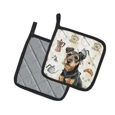 Caroline's Treasures Black And Tan Lakeland Terrier Coffee Bar Pair Of Pot Holders In Multicolor