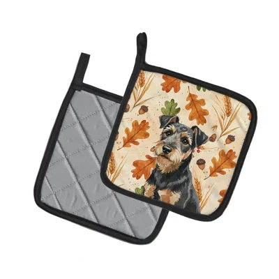 Caroline's Treasures Black And Tan Lakeland Terrier Heirloom Fall Pair Of Pot Holders In Multicolor
