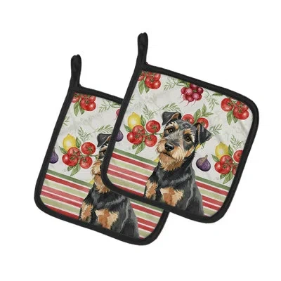 Caroline's Treasures Black And Tan Lakeland Terrier Vegetables Pair Of Pot Holders In Multicolor