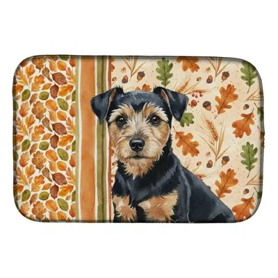 Caroline's Treasures Black And Tan Norfolk Terrier Heirloom Fall Dish Drying Mat In Natural