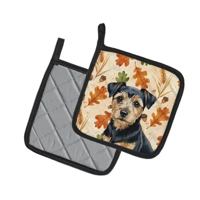 Caroline's Treasures Black And Tan Norfolk Terrier Heirloom Fall Pair Of Pot Holders In Multicolor