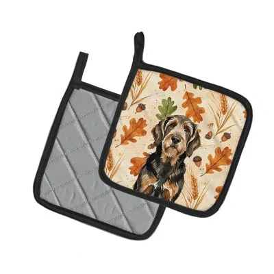Caroline's Treasures Black And Tan Otterhound Heirloom Fall Pair Of Pot Holders In Multicolor