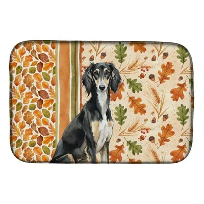 Caroline's Treasures Black And Tan Saluki Heirloom Fall Dish Drying Mat In Natural