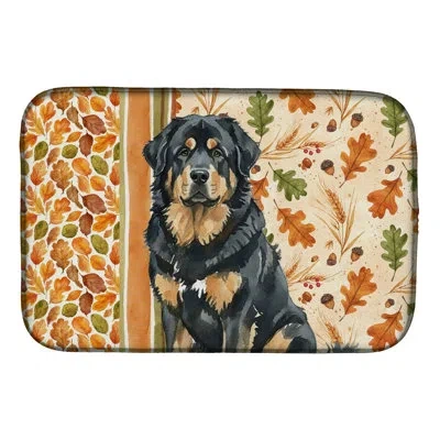 Caroline's Treasures Black And Tan Tibetan Mastiff Heirloom Fall Dish Drying Mat In Natural