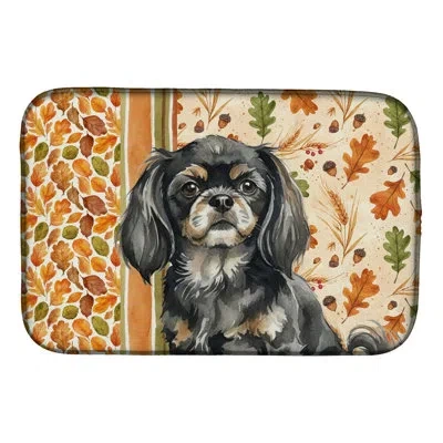 Caroline's Treasures Black And Tan Tibetan Spaniel Heirloom Fall Dish Drying Mat In Natural
