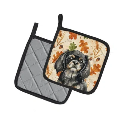 Caroline's Treasures Black And Tan Tibetan Spaniel Heirloom Fall Pair Of Pot Holders In Multicolor
