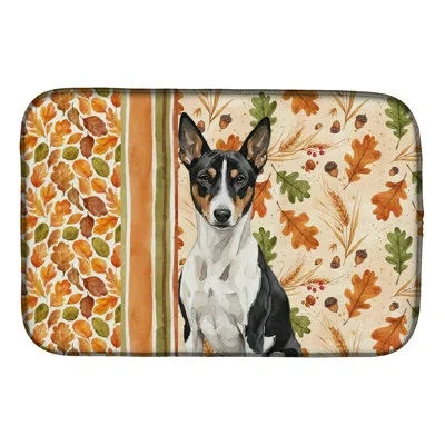 Caroline's Treasures Black And White Basenji Heirloom Fall Dish Drying Mat In Natural