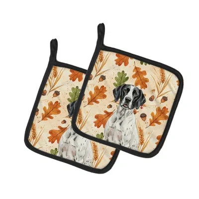 Caroline's Treasures Black And White Pointer Heirloom Fall Pair Of Pot Holders In Multicolor