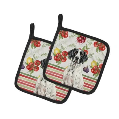 Caroline's Treasures Black And White Pointer Vegetables Pair Of Pot Holders In Multicolor