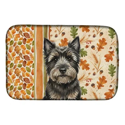 Caroline's Treasures Black Cairn Terrier Heirloom Fall Dish Drying Mat In Natural