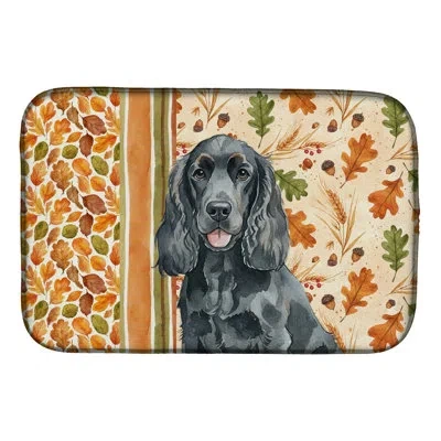 Caroline's Treasures Black Cocker Spaniel Heirloom Fall Dish Drying Mat In Natural