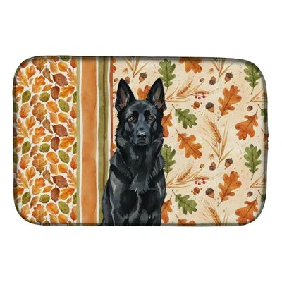 Caroline's Treasures Black German Shepherd Heirloom Fall Dish Drying Mat In Natural