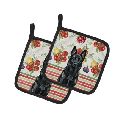Caroline's Treasures Black German Shepherd Vegetables Pair Of Pot Holders In Multicolor