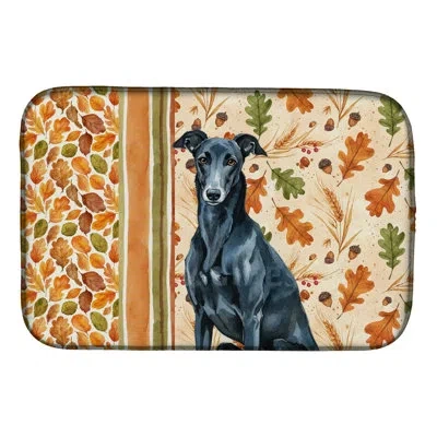 Caroline's Treasures Black Greyhound Heirloom Fall Dish Drying Mat In Natural