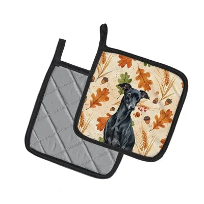 Caroline's Treasures Black Italian Greyhound Heirloom Fall Pair Of Pot Holders In Multicolor