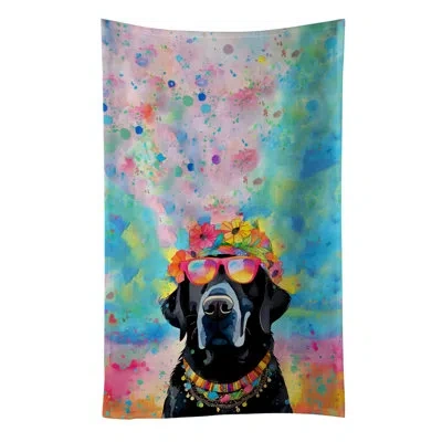 Caroline's Treasures Black Labrador Hippie Dawg Kitchen Towel In Multicolor