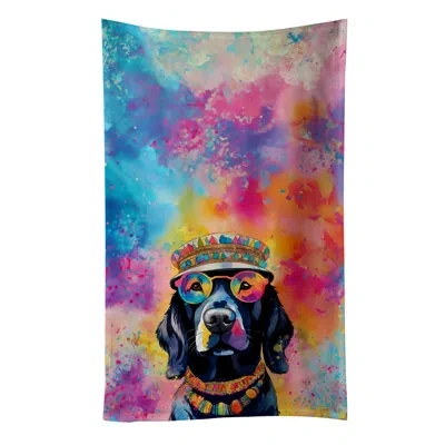 Caroline's Treasures Black Labrador Hippie Dawg Kitchen Towel In Multicolor