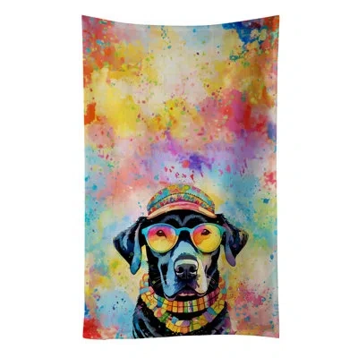 Caroline's Treasures Black Labrador Hippie Dawg Kitchen Towel In Multicolor