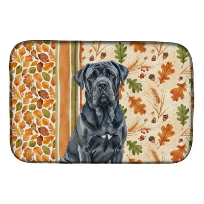 Caroline's Treasures Black Neapolitan Mastiff Heirloom Fall Dish Drying Mat In Natural