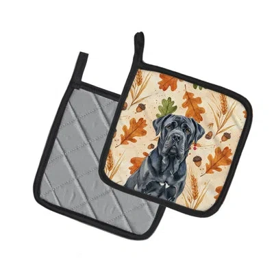 Caroline's Treasures Black Neapolitan Mastiff Heirloom Fall Pair Of Pot Holders In Multicolor