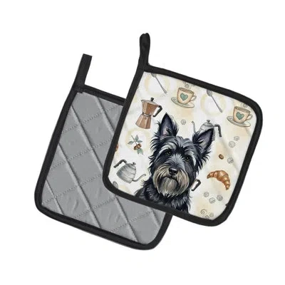 Caroline's Treasures Black Skye Terrier Coffee Bar Pair Of Pot Holders In Multicolor