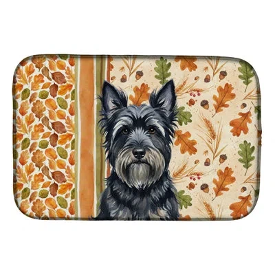Caroline's Treasures Black Skye Terrier Heirloom Fall Dish Drying Mat In Natural