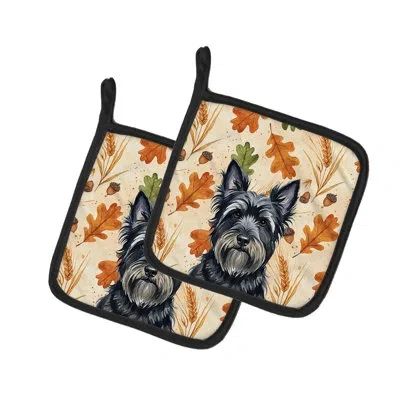Caroline's Treasures Black Skye Terrier Heirloom Fall Pair Of Pot Holders In Multicolor