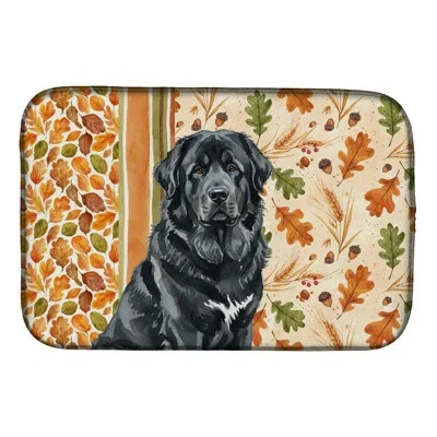 Caroline's Treasures Black Tibetan Mastiff Heirloom Fall Dish Drying Mat In Natural