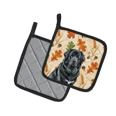 Caroline's Treasures Black Tibetan Mastiff Heirloom Fall Pair Of Pot Holders In Multicolor