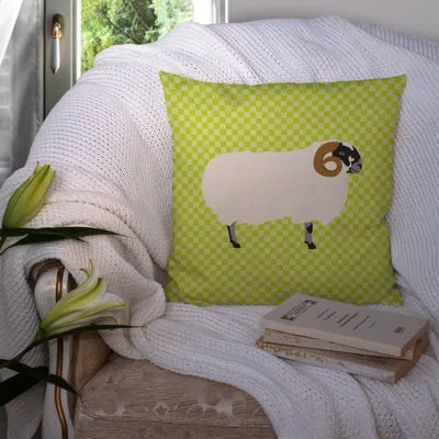 Caroline's Treasures Blackface Sheep Outdoor Throw Pillow In Green