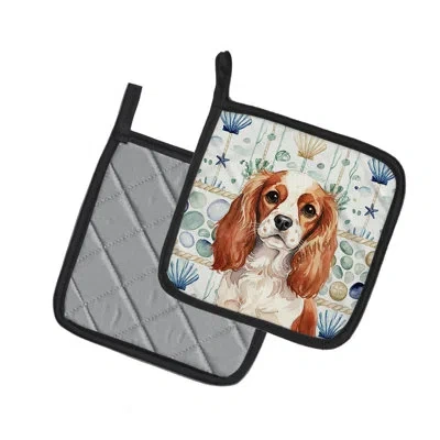 Caroline's Treasures Blenheim English Toy Spaniel Coastal Sea Glass Pair Of Pot Holders In Multicolor