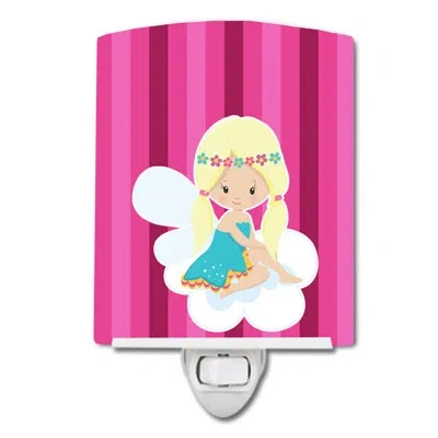 Caroline's Treasures Blonde Fairy Ceramic Night Light In Pink