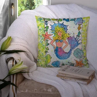 Caroline's Treasures Blonde Funky Mermaid Outdoor Square Pillow Cover & Insert