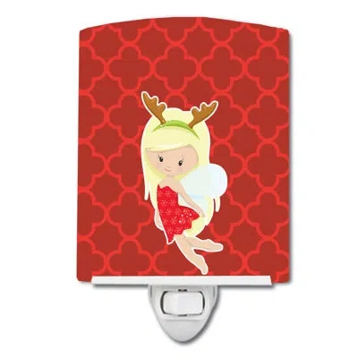Caroline's Treasures Blonde Haired Fairy Ceramic Night Light In Red