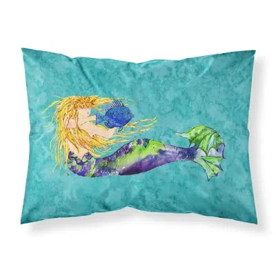 Caroline's Treasures Blonde Mermaid Pillowcase In Teal