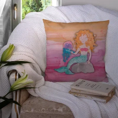 Caroline's Treasures Blonde Mermaid Watercolor Indoor/outdoor Throw Pillow